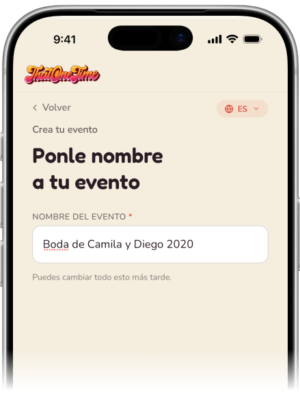 Creando un evento — poniéndole nombre en el flujo de creación