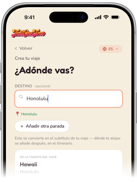 Creando un viaje — el primer paso, eligiendo el destino