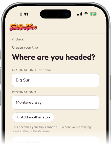 Creating a trip — name, dates and plan