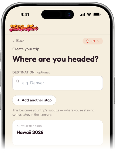 Creating a trip — the first step, choosing where you're headed