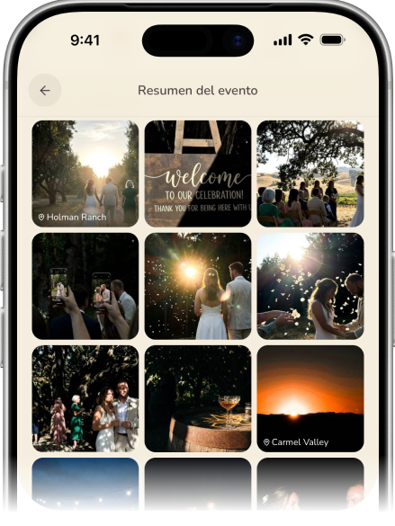 El resumen del evento — una cuadrícula compartida con las fotos de todo el mundo esa noche