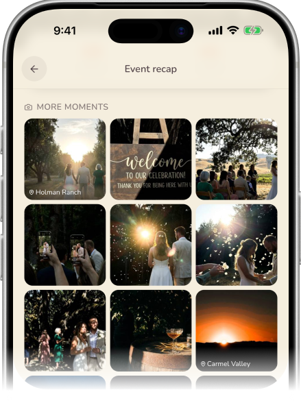 The event recap — a shared grid of everyone’s photos from the night