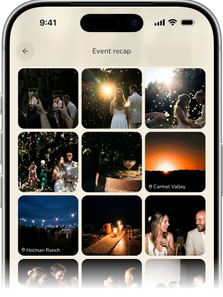 The event recap — a shared grid of everyone’s photos from the night