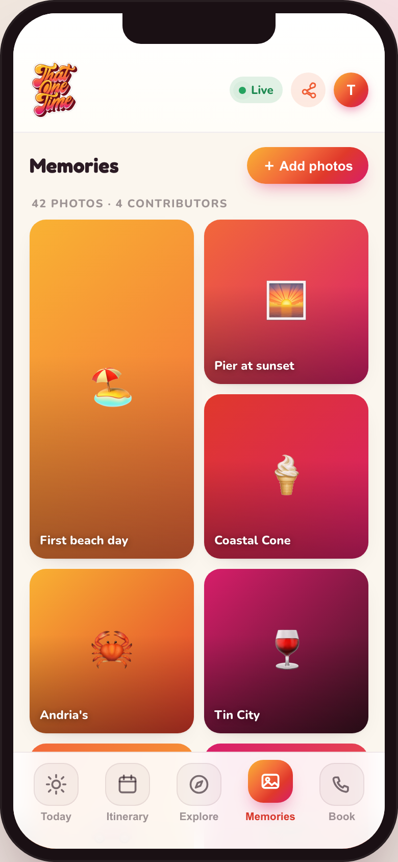 Memories tab